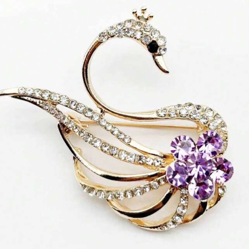 Cubic Zirconia Swan Pin